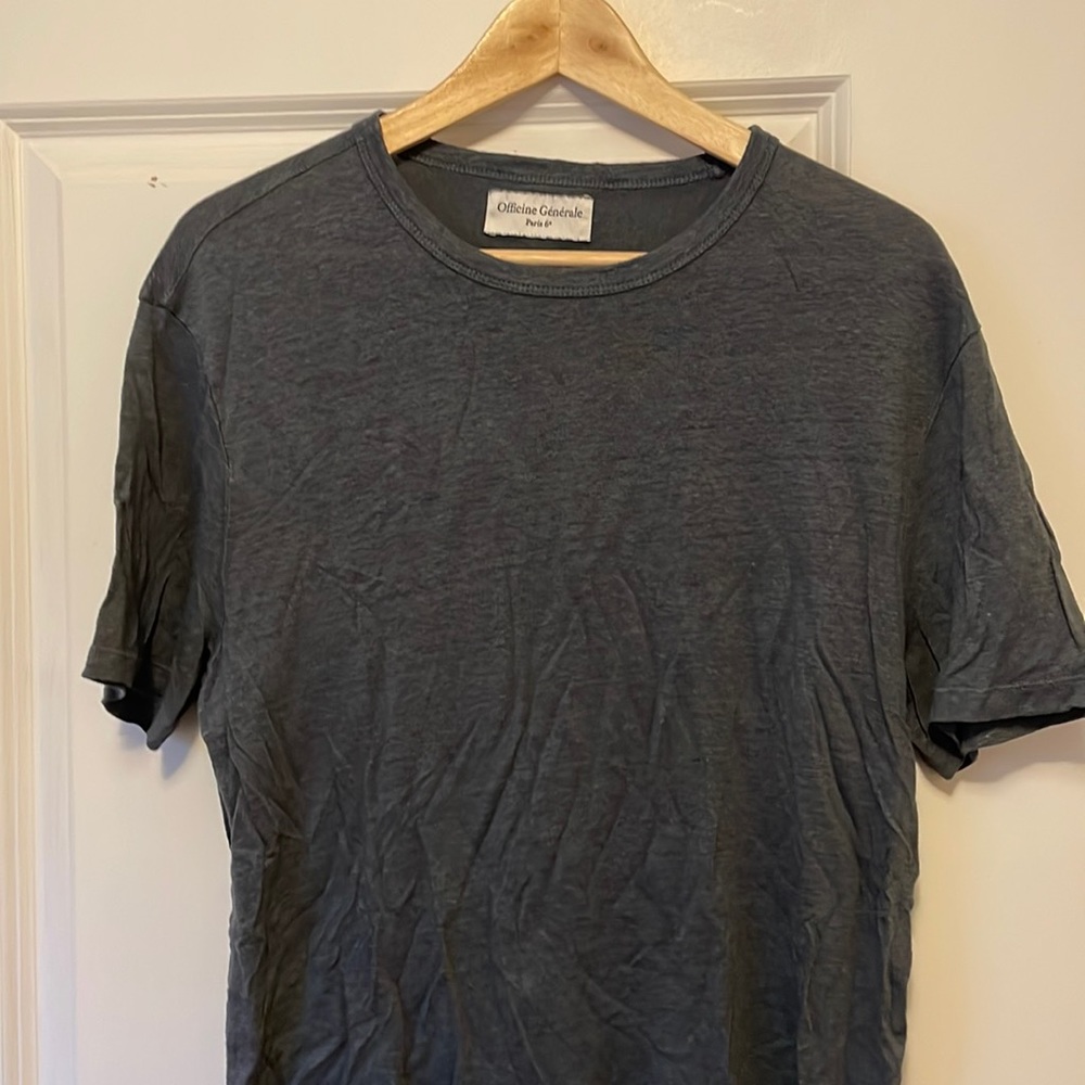 Indigo blue linen tee